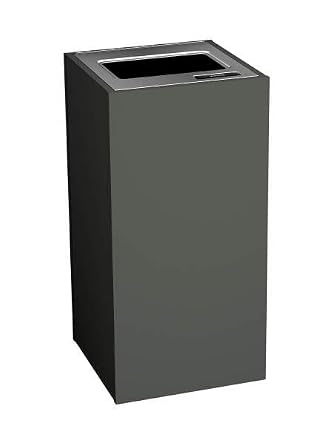Stratus Series Commercial Trash Recycling and Waste Receptacle Bin Modern Style with Slate Gray Finish, Single Bin with Full Opening for Waste Trash or Recycling