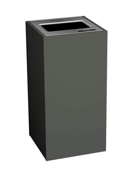 Stratus Series Commercial Trash Recycling and Waste Receptacle Bin Modern Style with Slate Gray Finish, Single Bin with Full Opening for Waste Trash or Recycling