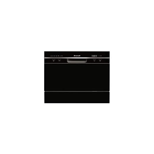 Brandt DFC6519B - Lave-Vaisselle Pose libre - 6 Couverts - 7 Programmes - Option Départ en Différé 24H - 49dB - 50Hz - Noir
