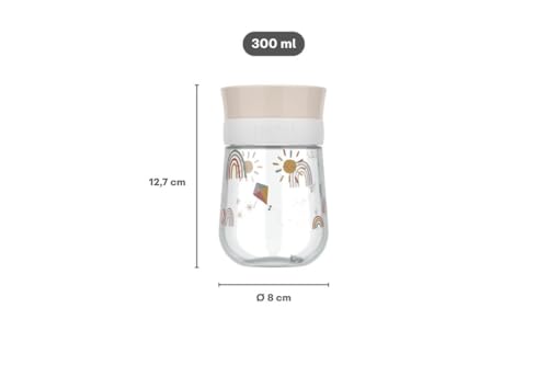 Mepal - Trinklernbecher 360° Mio - Auslaufsicher - 360 Rand ermöglicht das Trinken von jeder Seite - Intelligenter Deckel schließt sich, wenn das Trinken aufhört - 300 ml - Sunshine & Rainbow