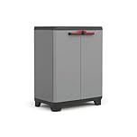 Keter Stilo Low Indoor Garage Utility Multi purpose Cabinet - Grey/Black/Red