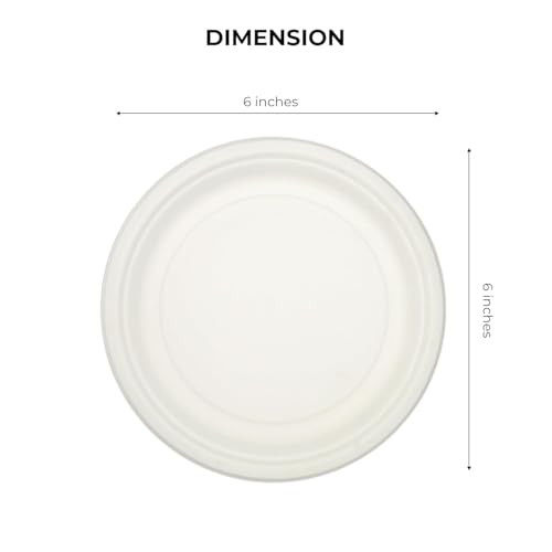 Image of EATONS 6 Inch Bagasse Disposable Plates | Eco-Friendly Biodegradable Compostable Sugarcane Plates | Quarter Plate | Serve Snacks | Birthday, Wedding, Party | Round | White (5 Pack)