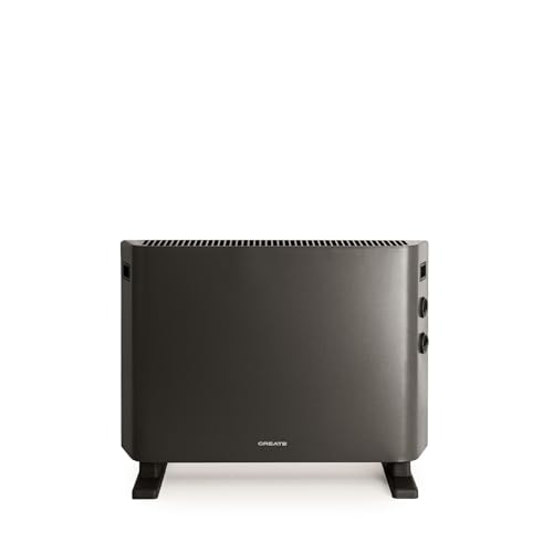CREATE/WARM HANDY/Convector calefactor aire negro/Función ventilador y aire caliente, hasta 20m², 4 modos, ligero, silencioso, bajo consumo, 57x 23x43 cm, 2000W