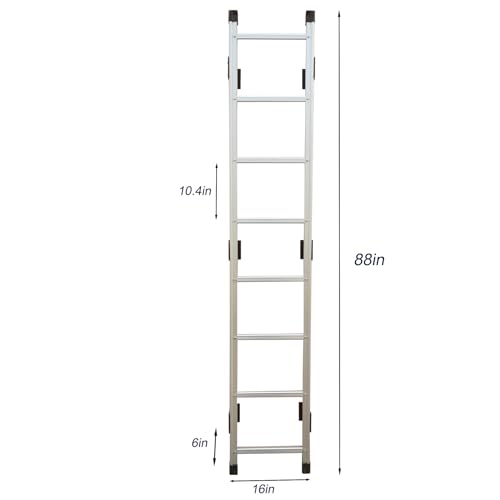 Bigalleons Basement Ladder 8 Rung, 88In H Aluminum Window Well Ladder, Fire Escape Ladder In Humid Environments With Load Capacity Up To 500Lbs Egress Ladder thumb #3