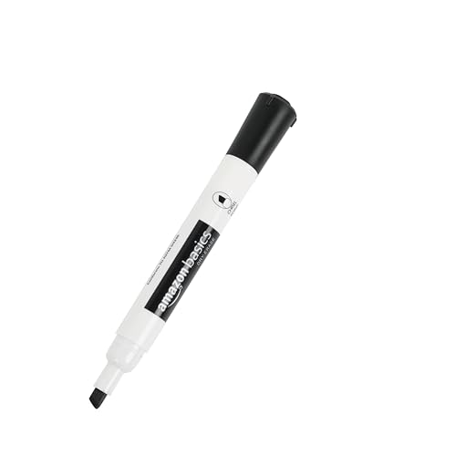 Image of Amazon Basics Low-Odor Dry Erase Whiteboard Markers, Chisel Tip, Quick-Dry, Black, Red, Green, Blue, 4-Pack