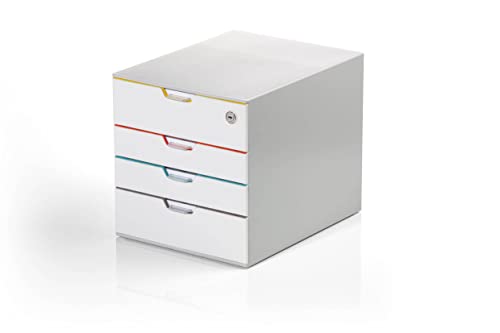 Durable Cassettiera Scrivania Varicolor Mix Safe 4, Cassettiera Ufficio Con 4 Cassetti Colorati, 1 Cassetto Con Serratura, 280X292X356 Mm, Multicolore, 762627 - 5