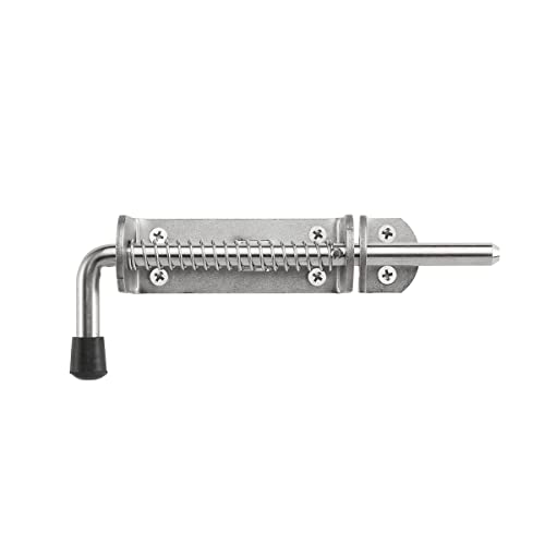 JQK Spring Loaded Sliding Bolt Latch, Heavy Duty 304 Stainless Steel Thickened 4mm Door Lock Barrel Bolt, 8.6 Inch Brushed Finished, HSB500
