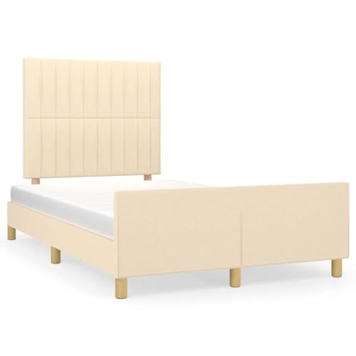 Juroupi Estructura de Cama con cabecero Estructura Cama Bed Frame Muebles de Dormitorio Tela Crema 120x190 cm - 3270532
