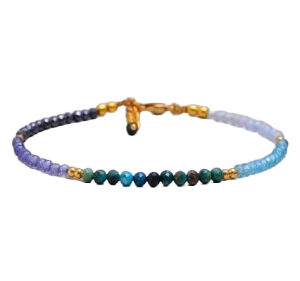 Bracelet astrologique en argent massif et perles de cristal de 4mm pour un style minimaliste