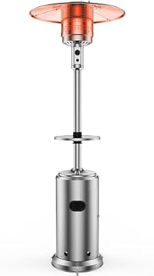 Patio Heater– 48,000BTU Outdoor Umbrella Heater with Double-Layer Stainless Steel Burner, Wheels, and Tabletop Shelf, Includes Safety Tilt Switch for Enhanced Stability – Ideal for Porches and Backy