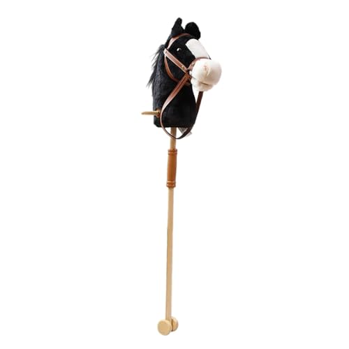 Yunhgft Caballito Balancín de Madera Hecho a Mano con Efectos de Sonido Realistas, Ideal para Niños Y Niñas Hora de Jugar, Negro con Rodillo