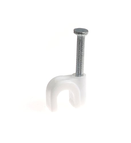 The Cimple Co - Single Coaxial Cable Clips, Cat6, Electrical Wire Cable Clip, 1/4 In (6 Mm) Nail Clip And Fastener, White (10 Pieces Per Bag) #TOP2