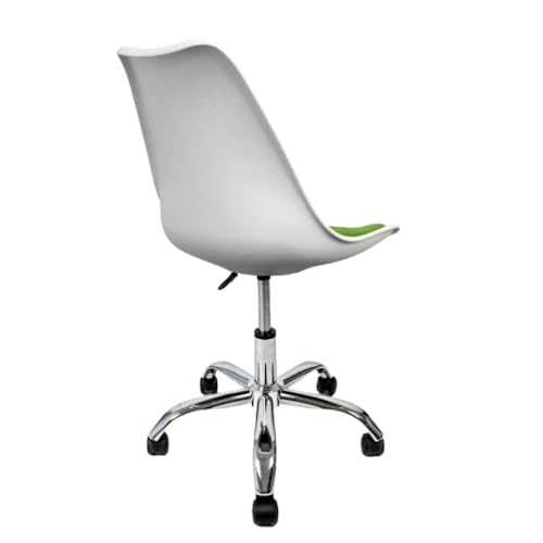 Image of Amazon Brand - Umi Height-Adjustable Modern Revolving Rotary Arm Office Study Desk Chair - Ideal for Spa, Bar, Home - White & Light Green Color