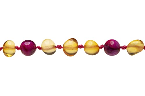 AmberSky Genuine Amber Necklace From Baltic Sea Made With Polished Honey & Red Agate 33 cm (13 Inches), Black3