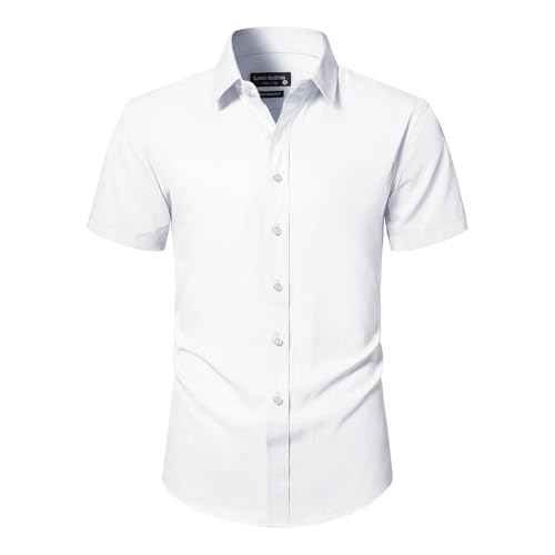 BEILU Men's Stain Shield Short Sleeve Slim Fit Formal Dress Shirts Business Casual Button Down Shirts3