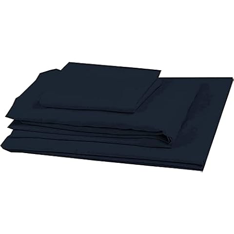 Lukeville Luxury Linen 3 Piece Microfiber Crib Toddler Bed Sheet Set Flat Sheet with Elasitic Fitting,Fitted Sheet and Envelop Pillowcase Fitted fits upti 6-8 Inch Crib Mattress-Navy Blue Solid Cover
