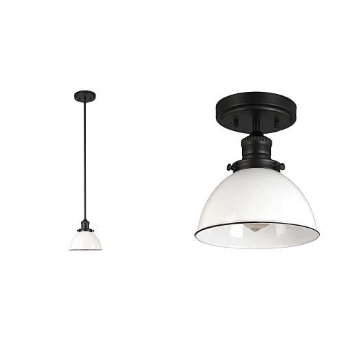 Photo 1 of Design House Savannah Farmhouse 1-Light Indoor Semi-Flush Mount Ceiling Light and Savannah Farmhouse 1-Light Indoor Pendant for Kitchen Island Bar Dining Room