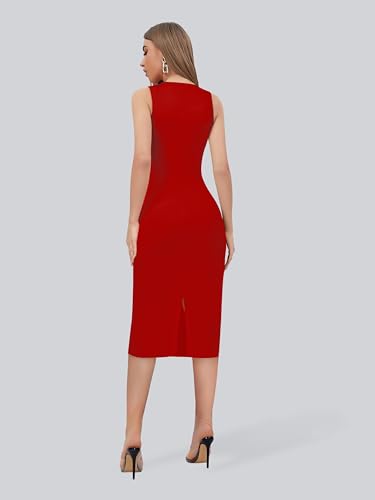 Image of Toochki Women's Spandex Solid Bodycon Western Dress | A line | Winter Dress | Western | | Trendy | Midi Body Hugging