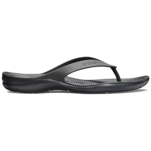 Crocs Women's Flip Flop Sandals, Black/Black, 4