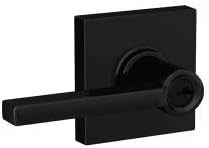 Schlage F51A LAT 622 COL Latitude Door Lever with Collins Trim, Keyed Entry Lock, Matte Black