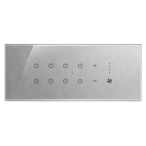 Image of Smarteefi WiFi Glass Touch Smart Switch Board| Toughened Glass| 9 Ports (8 Switch + 1 Fan Regulator)| Guaranteed Schedules| Compatible with Alexa, Google Home (Grey, FT81-6M-220mmx90mmx40mm)