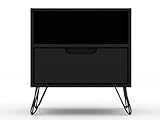 HKSEFAN Affordable Black Nightstand with Easy Assembly for Budget Friendly Bedroom Upgrade and Value