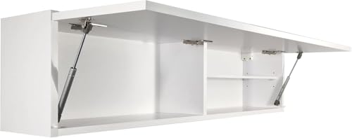 Milionmeblicom Armario Suspendido De Baño Laura 120x30x23 cm Mueble Pared Colgar con Estante Cocina Blanco Mate de Almacenamiento Apertura Telescópica Moderno Mueble Auxiliar Espacioso Práctico