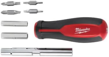 Milwaukee 11-in-1 Multi-Tip Screwdriver with Square Drive Bits and 13-in-1 Multi-Tip Cushion Grip Screwdriver Sets (48-22-2880-2761), Red (‎48-22-2302-2880-2761)