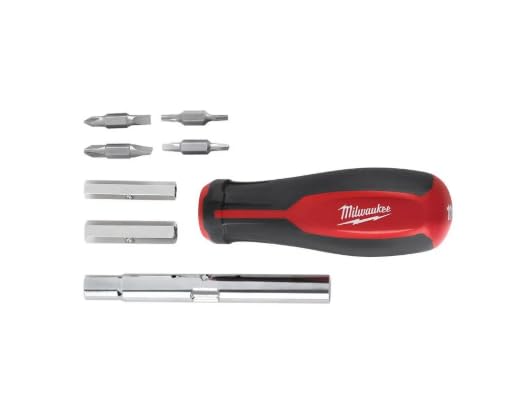 Milwaukee 11-in-1 Multi-Tip Screwdriver with Square Drive Bits and 13-in-1 Multi-Tip Cushion Grip Screwdriver Sets (48-22-2880-2761), Red (‎48-22-2302-2880-2761)
