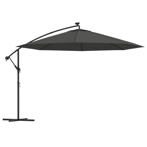 Parasol rojo burdeos de 350 cm con luces solares para disfrutar de tu jardín de noche 1