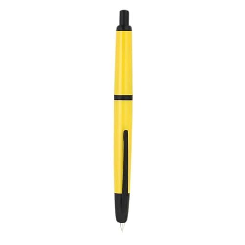 Image of GOLD LEAF Jinhao 20 Press Retractable Fountain Pen - Fine Nib with Converter - Plastic Body & Metal Clip - Multiple Colors - Smooth Writing Pen (No Ink Included) (Lemon Yellow (Black Clip))