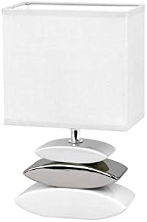 HOTEL LAMPADA DA TAVOLO ALTEZZA CM 55 IN METALLO NICHEL CON PARALUME IN TESSUTO BIANCO TRIO LIGHTING - Shop Online