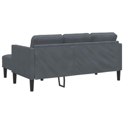 vidaXL 3-Sitzer Sofa mit L-förmiger Chaise in Dunkelgrau aus Velours. Ergonomisches Design für Dein Wohnzimmer. Angenehm gepolstert, Stabiler Rahmen und wasserdicht - perfekt für 4 Patio Möbel. – Bild 8