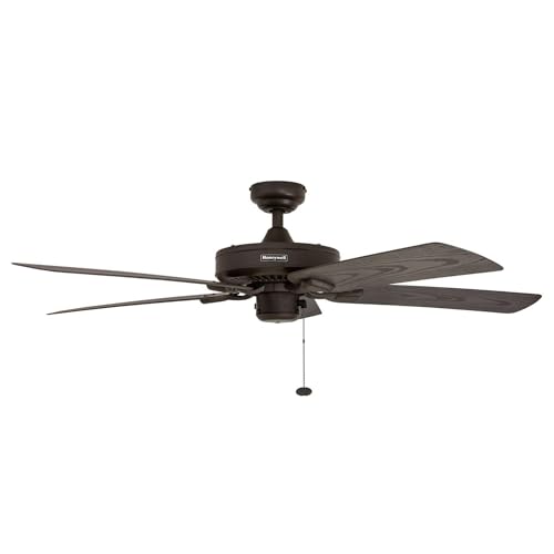 Honeywell Ceiling Fans Belmar 52 Inch Ceiling Fan Without Light, Outdoor Ceiling Fan with Pull Chain, Tri-Mount Traditional 5 Blade Design, ETL Wet Rated, Bronze (50199-01) thumbnail 8