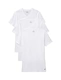 Calvin Klein - Playera de algodón para Hombre, 3 Unidades, con Cuello en V, 3 Blanco, Large