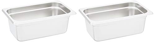 AmazonCommercial 14 Size x 4 Deep Anti-Jam Stainless Steel Steam TableHotel Pan 22 Gauge Pack of 2
