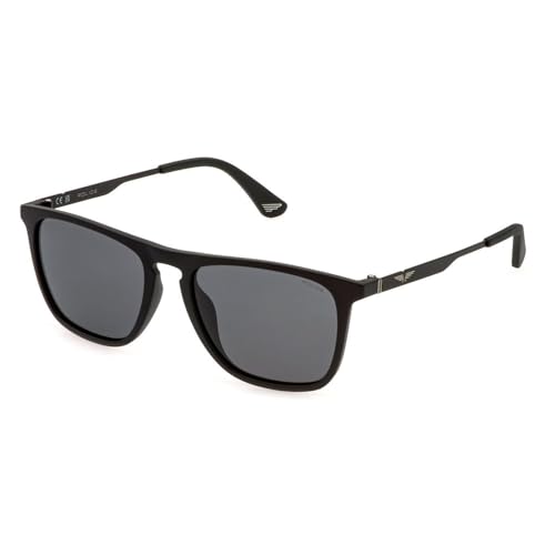 Police Men's Modern Square Sunglasses, Matte Black, 55