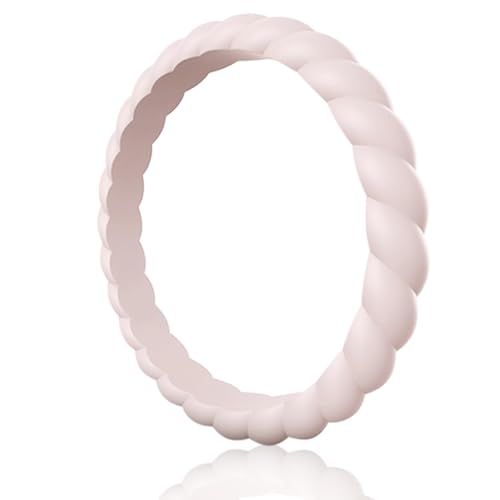 Image of Egnaro Women's Silicone Anniversary Rings, 2.5mm Wide 1.8mm Thick Stackable Rubber Wedding Band, Thin Stylish Comfort Fit Silicone Ring for Nurse, Workout, Work, Pregnancy, Travel, Daily Gift
