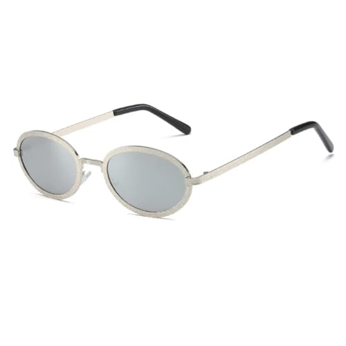 Lunettes de soleil ovales steampunk vintage en métal pour femme avec verres UV400