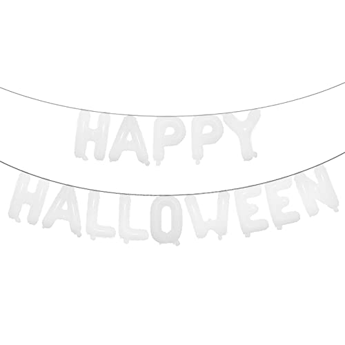 Holiday Halloween Decorations Happy Halloween Foil Balloons for Home Festival Balloons New Year Banner Globos Party Decoration (Halloween White)