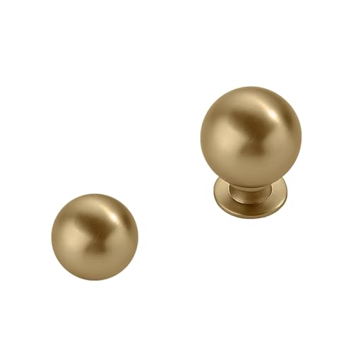 khtumeware 2 Pack 1.1 Inch Champagne Bronze Cabinet Knobs Champagne Brass Small Ball Kitchen Cabinet Hardware Drawer Knobs Pulls for Drawers.