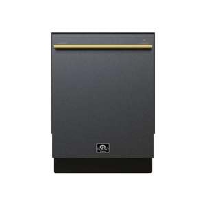 Lavavajillas empotrado Forno Romano Espresso de 24 pulgadas, tina de acero inoxidable, silencioso, Energy Star, rejillas ajustables, múltiples ciclos de lavado, acabado negro, manijas múltiples, acero inoxidable y latón antiguo