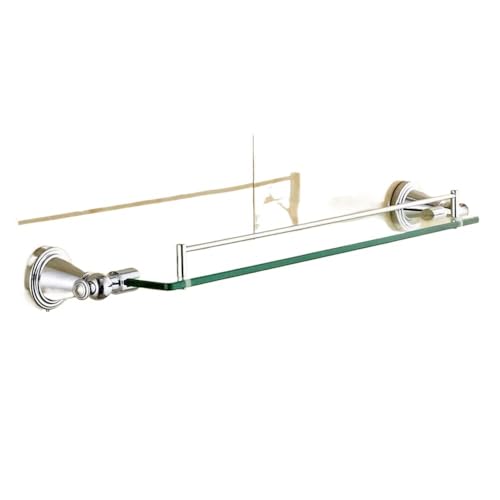 Estantes de baño Estante de Vidrio, Estante de baño Vidrio Templado Aluminio Negro, sin Perforaciones, 25-55 cm (9,8-21,6 Pulgadas)(37cm/14.5inch)