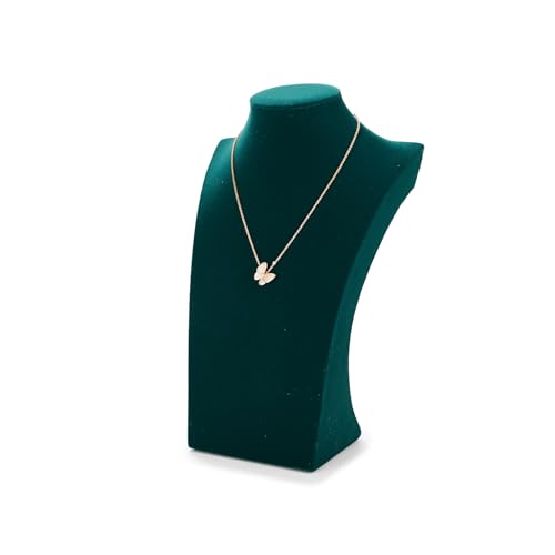 Oirlv Vintage Verde Terciopelo Soportes para Joyas Busto Soportes para Collar High End Mostrador Soportes para Joyería(H30cm)