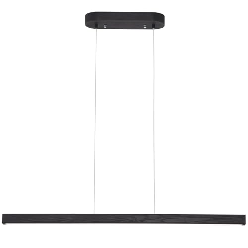 Image of 47 inch Black Linear Pendant Light Wooden Led Linear Pendant Light Fixtures Ceiling Hanging Dimmable Pendant Lights for Dining Room Kitchen Island Pool Table Lights Black Wood Finish