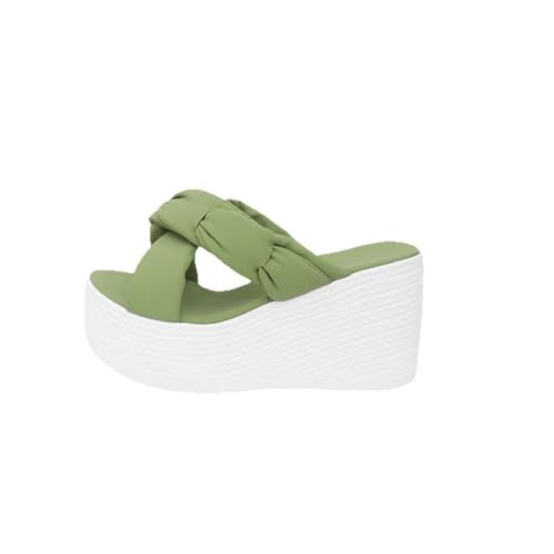 Sandales d'été décontractées compensées pour femme avec nœud chic