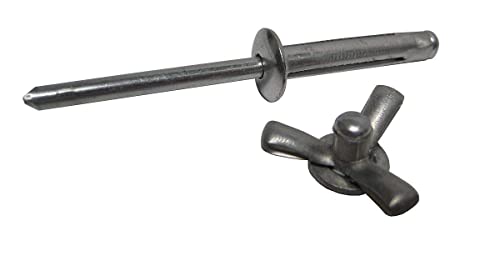 5/32 Dia. TRI-Grip Aluminum Blind Rivet with Aluminum Mandrel Grip Range .040-.500, Dome Head, Designed for Soft OR BRITTEL Materials (Pack of 100).