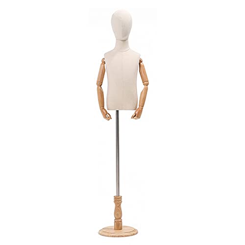 Maniquí de busto para ropa de niños ajustable con soporte de madera maciza 2