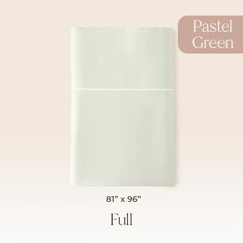 Image of Certified Organic Full Flat Sheet Only - 100% Organic Cotton Top Sheet with Luxurious Soft and Breathable 300 Thread Count Sateen Weave Finish - GOTS & Fairtrade Certified (Pastel Green, Full)