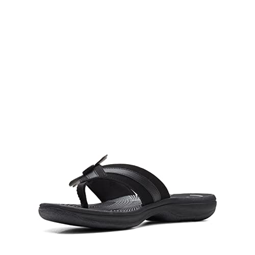 Clarks-Brinkley-Flora-Sandals-Womens,-Black Synthtic/black sole-9-M4